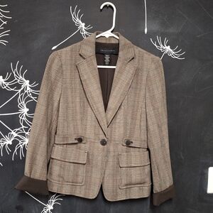 Apostrophe [90's] Women's Plaid Pocketed Blazer Jacket